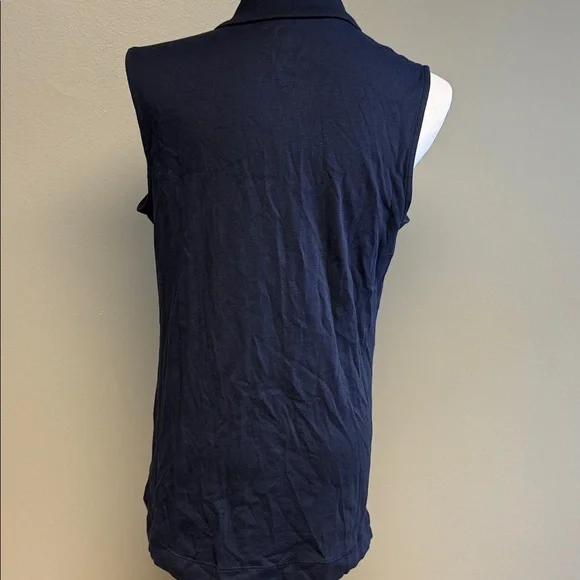 Croft & Barrow Sleeveless Polo Top Medium Navy Blue Cotton Classic - Picture 3 of 4